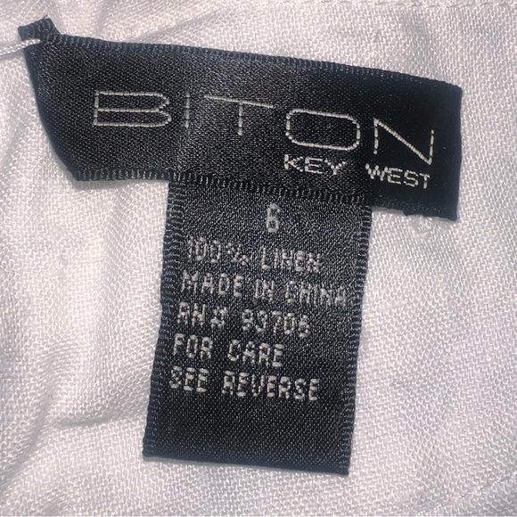 Biton Key West Linen Sailor Shorts Front Button High Waist in Ivory Size 6 - Picture 5 of 9